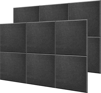 Obrázek produktu pro Akustické stěnové panely – 12 kusů – 305 × 305 × 101 cm – Izolace stěn – Obklad stěn s vysokou hustotou – Domácnost a kancelář – Dekorace stěn
