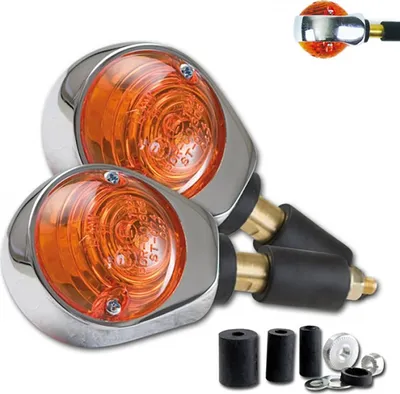 Produktbild von Universal Motorrad Lenkerenden - Blinker Ochsenauge verchromt gelb / orange 7/8" + 1 " getönt E-