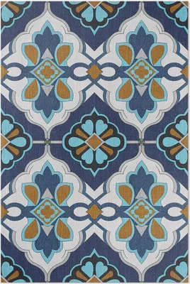 Produktbild von Geometrisches Muster aus bunten Vintage-Fliesen – Vinylteppich – 120x180 cm – Indoor Teppich – Flur – Pflegeleicht – Modern