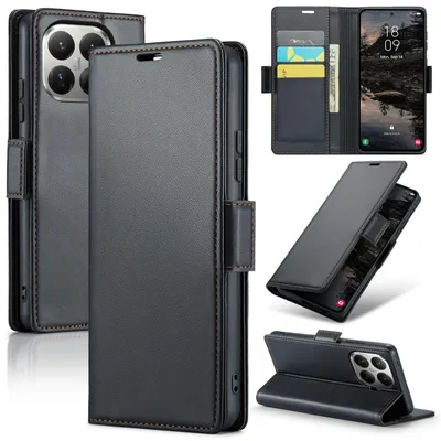 Produktbild von CLM-Tech Handyhülle kompatibel mit Xiaomi 17T Pro Hülle - Tasche aus Premium Kunstleder - Klapphülle mit Ständer und Kartenfächern - Schutzhülle Wallet Case Cover schwarz