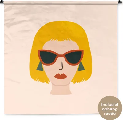 Produktbild von MuchoWow® Wandteppich Wandbehang Frau - Sommer - Sonnenbrille 150x150 cm Tapisserie Dekoration Wandtuch - Wohnaccessoires - Modernes
