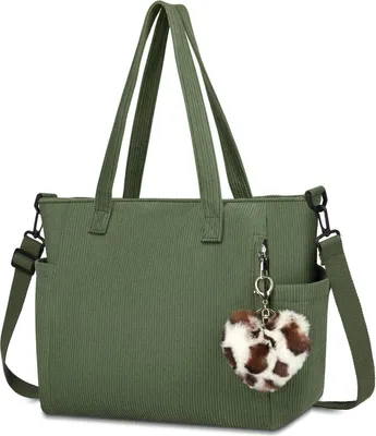 Produktbild von Damen Kord Handtasche Tote Bag Reißverschluss Groß Shopper Umhängetasche