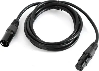 Image de Câble DMX - Lot de 10, 3 broches - Longueur 2 m - Cuivre OFC, PVC - Signal DMX pour éclairage de scène/son - Noir