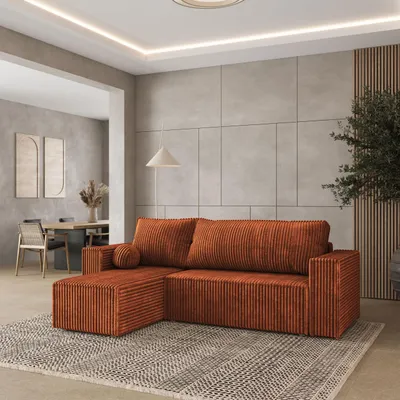 Produktbild von Masseno Ecksofa RAVELO T mit Schlaffunktion L-Form, Sofa mit Bettkasten, Wohnzimmersofa, Couch, Soffa, Bettsofa, Couchgarnitur- Braun, TILIA 52
