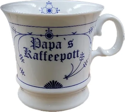Produktbild von Papas Kaffeepott  Porzellan Tasse Becher Kaffeebecher Kaffeetasse Teetasse Indisch Blau