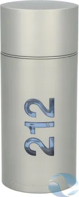 A silver cylindrical bottle of Carolina Herrera 212 NYC Men Eau de Toilette spray.