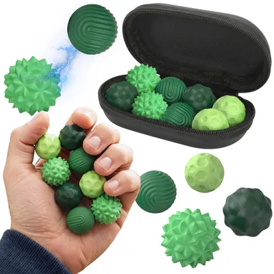 Produktbild von Magnetische Anti-Stress-Bälle zum Kneten und Spielen, Set mit 8 Silikonbällen + Etui