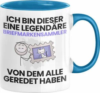 Produktbild von Briefmarkensammler Geschenk Tasse Lustige Geschenkidee Geburtstag für Briefmarkensammler Ich Bin Dieser Legendäre Briefmarkensammler Von Dem Alle Geredet Haben Kaffee-Becher (Blau)