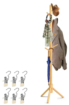 Imagen del producto de Perchero de madera de pino con 8 ganchos - Perchero moderno para el hogar