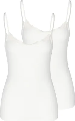 Produktbild von Nina von C. 2er Pack Cosy Spaghetti Top Spitze am Dekolleté , Weich, anschmiegsam und hautfreundlich, Ressourcenschonendes Material
