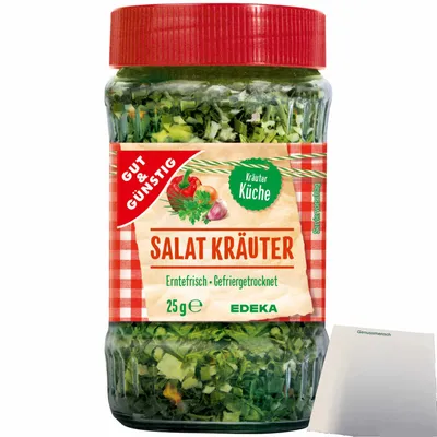 Produktbild von Gut & Günstig Salatkräuter gefriergetrocknet schmeckt wie frische Salatkräuter (25g Glas) + usy Block