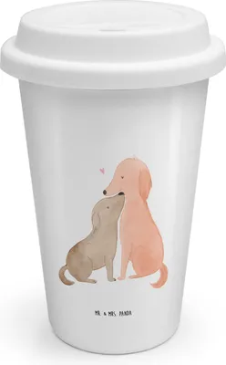 Produktbild von Mr. & Mrs. Panda Thermobecher To Go Hunde Liebe - Weiß - Geschenk, Coffee Becher, Kaffeebecher, Herz, Isolierbecher, Hund, Vertrauen, ToGo, Kuss, Sprüche