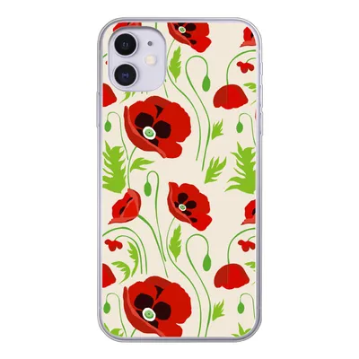 Produktbild von MuchoWow® Handyhülle Schutzhülle Hülle für iPhone 11 Blumen - Mohn - Muster Silikon Softcase Handy Hülle - Handytasche