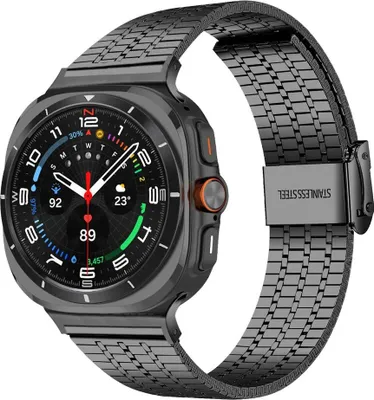 Produktbild von Strap-it Luxus-Edelstahlarmband - passend für Samsung Galaxy Watch Ultra / Ultra 2025 (schwarz)