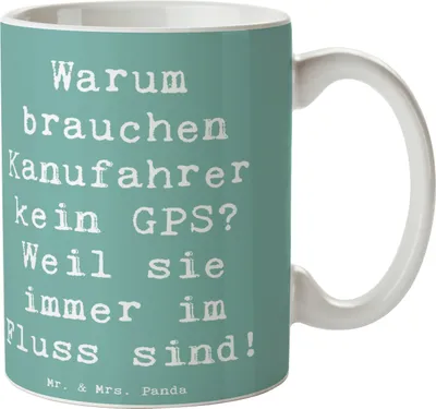 Produktbild von Mr. & Mrs. Panda Trinkbecher Spruch Kanu Lebensweg - Meeresbrise - Geschenk, cappuccinotasse, Fluss, Paddeln, schöne tasse, Kanufahren, Teetasse, Sportler Geschenke