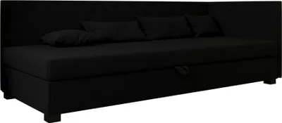 Produktbild von AURA SOFA Boxspringbett BOB PLUS 80x195 Komplett-Set mit Bonell Matratze, Polsterbett mit Bettkästen - Schwarz, SAWANA 14