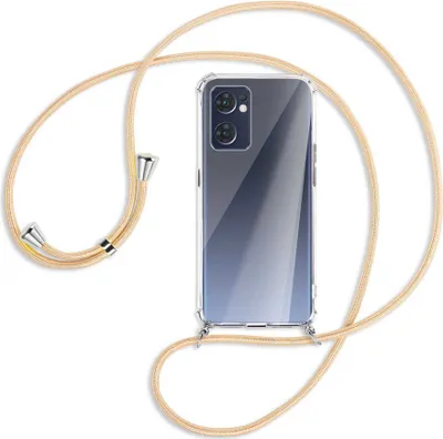 Produktbild von Handykette Backcover-Schutzhülle mit Band (Metall silberfarben) für Oppo Reno7 5G / Find X5 Lite - Goldkordel