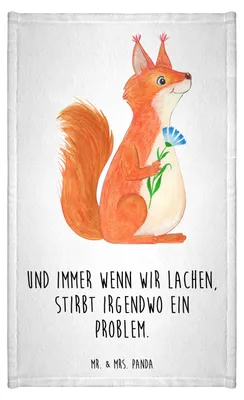 Produktbild von Mr. & Mrs. Panda Frotteetuch Eichhörnchen Blume - Weiß - Geschenk, Baumwollhandtuch, Handtuch Klein, Lustige Sprüche, glücklich Spruch, gästehandtuch, Spaß, Lachen