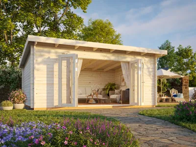 Produktbild von Gartenhaus Palmako Lea 19,4 m² inkl. Fußboden 578 x 451 cm natur