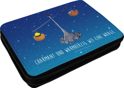 Produktbild von Mr. & Mrs. Panda Bleistiftetui Sternzeichen Waage - Sternenhimmel Blau - Geschenk, Gleichgewicht, Hummel, Etui, Mäppchen, Schlampermäppchen, Marienkäfer, Federmappe