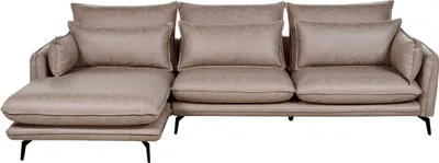 Produktbild von BELIANI Ecksofa 3-Sitzer Hellbraun aus Kunstwildleder Rechtsseitig L-Form Schwarze Beine Kissen Modernes Sofa Bequeme Gepolsterte Couch für Wohnzimmer