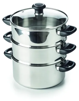 Dampfgarer-Set 24 cm, 5 L, Edelstahl, mit Glasdeckel