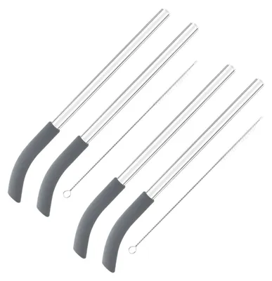 Produktbild von Ersatz-Trinkhalmset für Ninja BlendBOSS 26oz Reisebecher, wiederverwendbarer Glas- und Silikon-Trinkhalm mit Reinigungsbürste, spülmaschinenfest