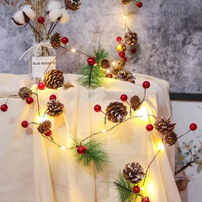 Weihnachtsgirlande mit 20 warmweißen LEDs, 2 m, batteriebetrieben