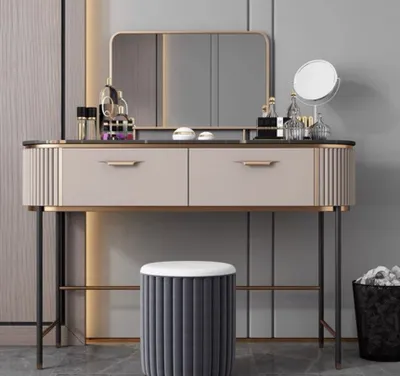 Image de Coiffeuse Tabouret Console Tables de maquillage Table Consoles Secrétaire Miroir 2pcs