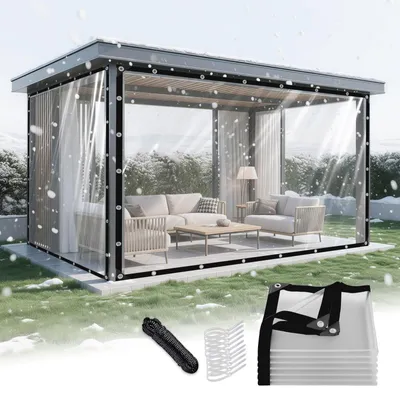 Immagine prodotto di 2x2M Telone trasparente con occhielli Telone impermeabile Telone da giardino Telone in tessuto resistente alle intemperie Per balcone Padiglione Mobili da giardino Piante Serra