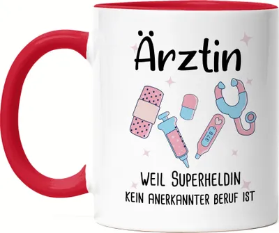 Produktbild von Ärztin Weil Superheldin Kein Anerkannter Beruf Ist Tasse Rot  Geschenk Danke Sagen