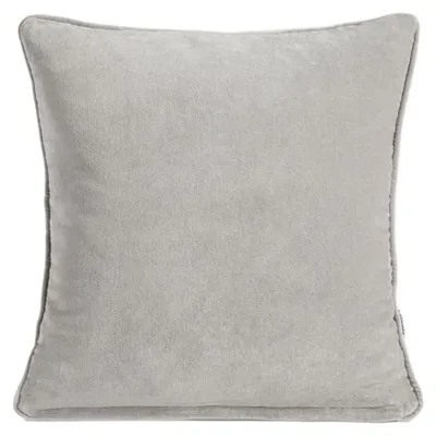 Zdjęcie produktu dla HOMLA Poszewka FINA z bawełnianego aksamitu z dekoracyjną lamówką szara 45x45 cm