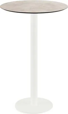 Image de Table de bar Urban - Structure blanche + plateau en stratifié haute pression Moonstone Ø70 cm (1 pièce)