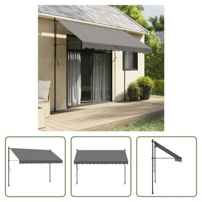 Produktbild von The Living Store Markise Einziehbar Anthrazit 300x150 cm Stoff und Stahl