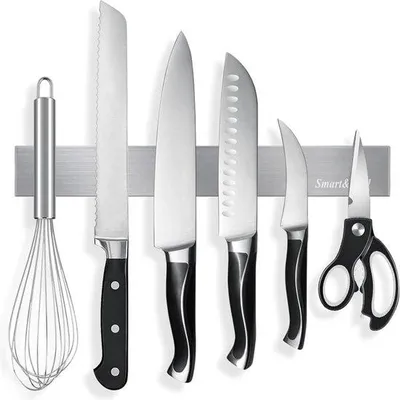 Produktbild von Unyqoos® Magnetische Messerleiste 30 cm, selbstklebend aus Edelstahl – extra starker Magnet, Messerhalter für Messer & Küchenutensilien