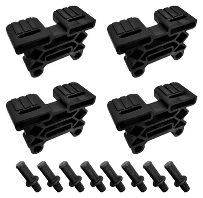 Produktbild von 4 Stück Lattenhalter 38 x 8 mm + 8 Stück Bolzen Haltestifte 11 mm für Lattenrost Kappen Halter Endkappenhalter Bett Flexibel Gummi Schwarz