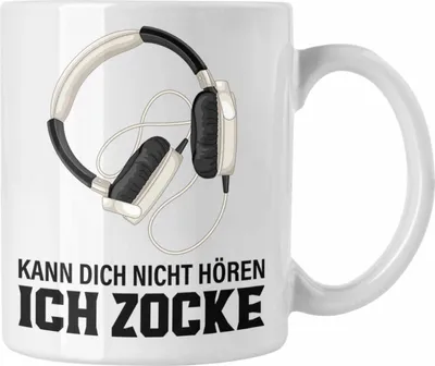 Produktbild von Trendation - Gamer Tasse Geschenk Jungen Zocker Mitbringsel Männer Zocken Gaming Geschenkideen PC Kinder Zubehör Spruch Lustig Kann Dich Nicht Hören (Weiß)