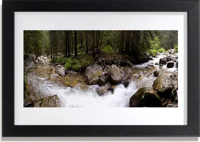 Produktbild von Bild 30x20 MDF-Rahmen Wandkunst Forest River Wasserfälle