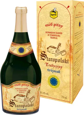 Obrázok produktu pre Staropolski GTS Trojniak med (tretí) v krabici 0,75L | Medovina med víno medovina víno med medovina | 750 ml | 14% alkoholu | Apis