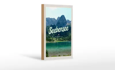 Produktbild von Holzschild Reise 12x18 cm Seebensee Österreich Wälder Natur See