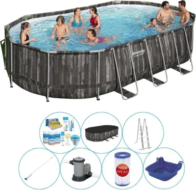 Zdjęcie produktu dla Basen z akcesoriami - Bestway Power Steel Oval 610x366x122 cm