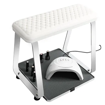 Produktbild von Multifunktionale Maniküre-Fußstütze & Pediküre-Hocker mit Rollen, Rollbarer Fußpflege-Schemel für Nagelstudios & Spas, höhenverstellbar mit Ablageschale und Memory-Schaum-Polster