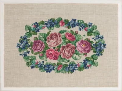 Image de Permin Kit de broderie au point de croix "Roses", motif à compter, 60x44cm, 90-9585