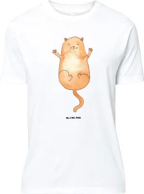 Produktbild von Mr. & Mrs. Panda Größe L T-Shirt Katze Umarmen - Weiß - Geschenk, mit Spruch, Katzen, Shirt, Tshirt, Cat, Freunde, Cats