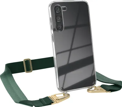 Produktbild von EAZY CASE - Hülle mit Band für Samsung Galaxy S23 Plus, Handyhülle mit Umhängeband, Silikonhülle transparent, Handykette in Grün