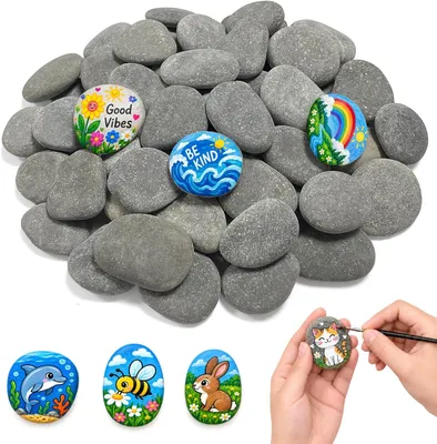 Imagen del producto de Piedras planas, 70 unidades, de 2 a 4 cm, para pintar