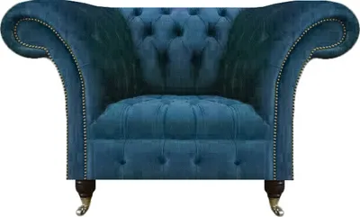 Obrázok produktu pre Sedacia súprava, kreslo, modrá farba, textil, štýl Chesterfield, čalúnený nábytok, Chesterfield