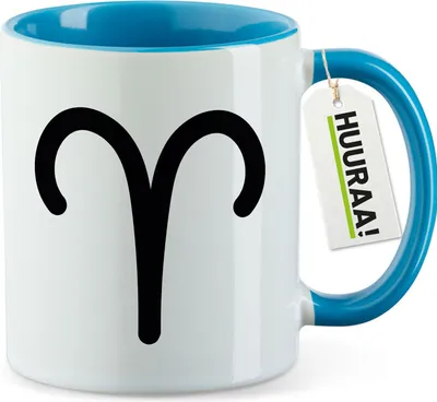 Produktbild von Huuraa Kaffeetasse Widder Sternzeichen Zeichen 330ml Blau Keramik Kaffeebecher Geschenkidee