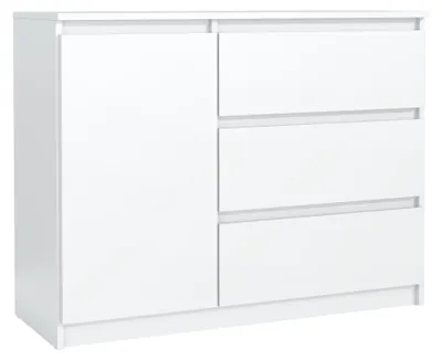 Obrázok produktu pre Komoda s 3 zásuvkami, dvierkami a 2 priehradkami, biela, 100 x 38,5 x 78 cm