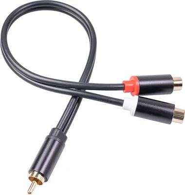 Image de 0,3 m Cinch Audio Haut-parleur Adaptateur en Y Câble répartiteur Cinch 1 mâle vers 2 femelles Câble audio stéréo Plaqué or
